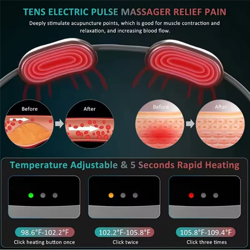 

【A44M】Therapy Neck Massager Smart Heating Portable Muscle Relax Cervical Spine Shoulder Pain Relief Hot Compress