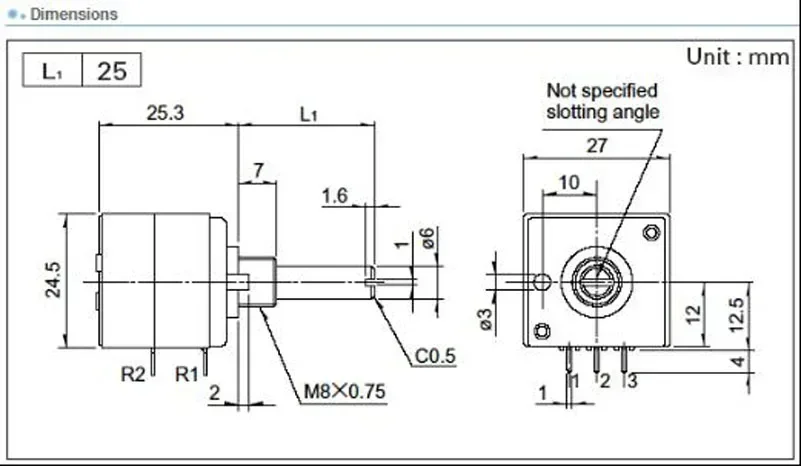 1pc Japan ALPS RK27 Stereo Volume Potentiometer 2-gang Dual 10K/20K/50K/100K/250K/500K Slotted Shaft