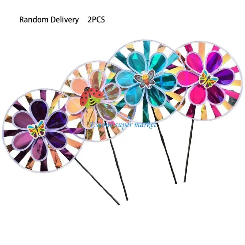090B Cổ Điển Cối Xay Gió Lung Linh Hoa Pinwheel Gió Spinner Đồ Chơi Cho Sân Vườn Sân Decors Trẻ Cầm Tay Xoay Đồ Chơi 2 Chiếc