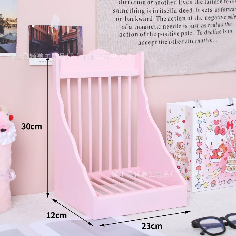 

Wood Pink Simple Bookshelf Desk File Storage Box Large Capacity Organizing Shelf Vertical Folder Book Stand