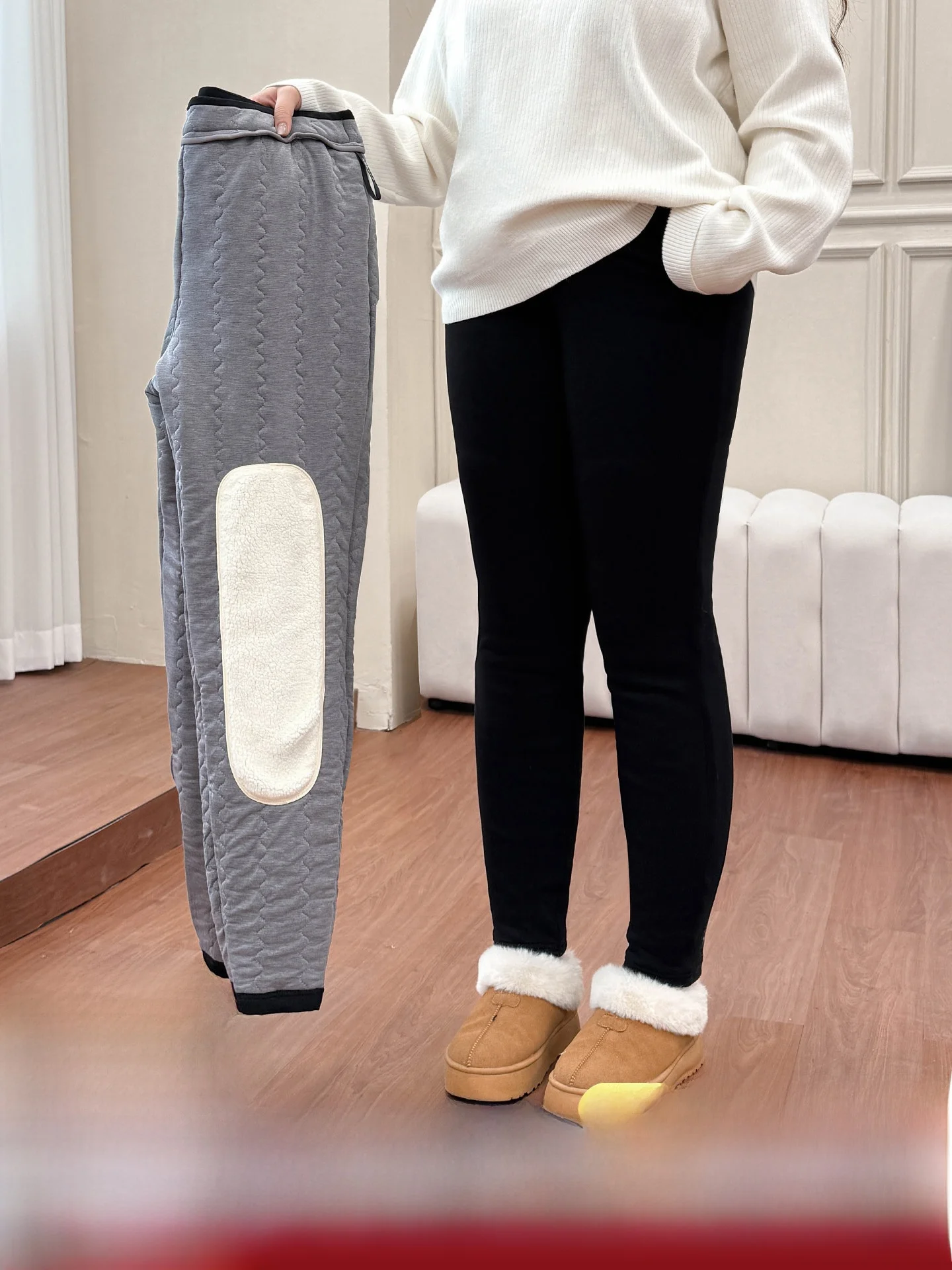 

Женские зимние брюки больших размеров на подкладке с высокой талией, повседневные теплые брюки-карандаш из смеси хлопка с высокой талией