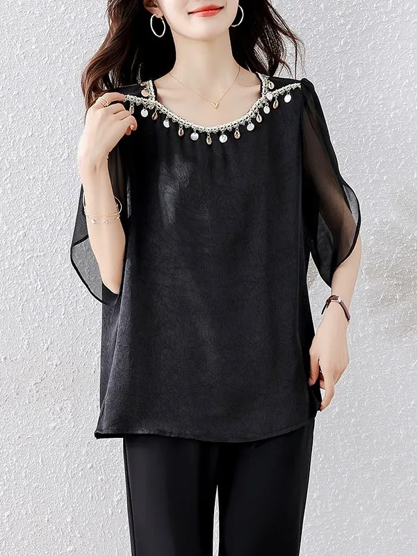 

Effect Slimming Loose ort Sve Женский irt September Stray Ink шифон в стиле пэчворк Faionable Top Корейский сле