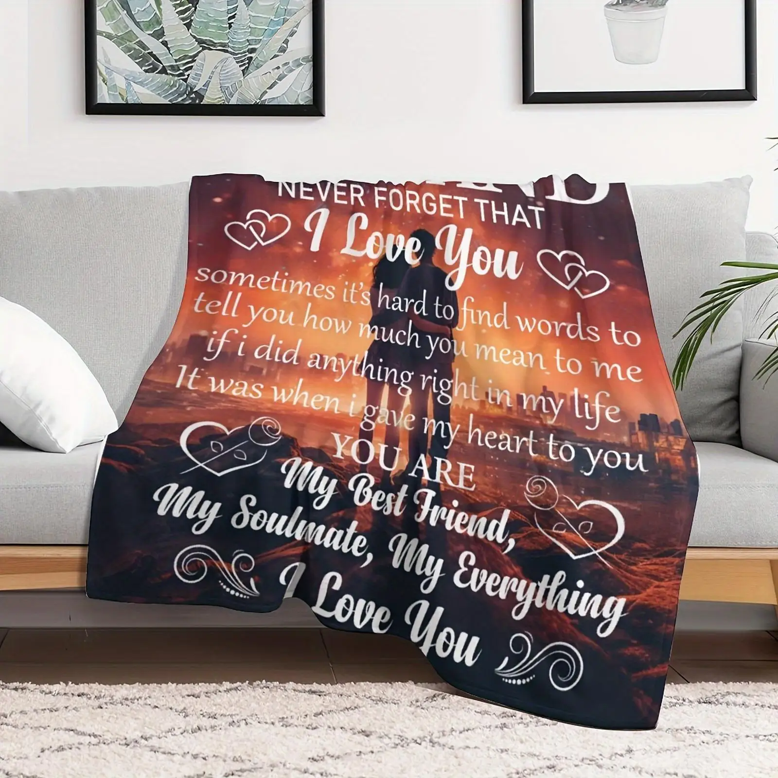 

Twilight Couple Blanket Valentine's Day Memoria Day Tear Resistant Blanket Gift for My Husband Used for Bed Office Sofa Travel