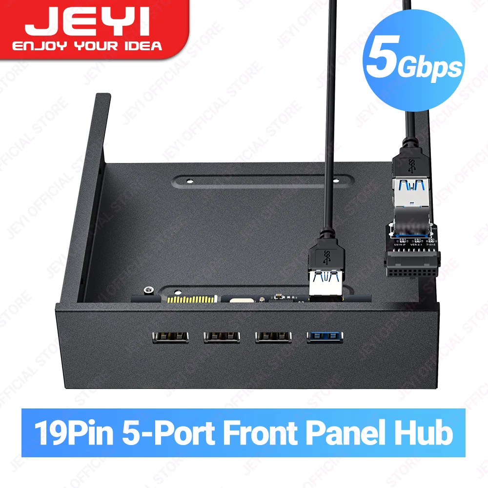 

JEYI USB 3.0 Front Panel Hub, Optical Drive 5.25" Front Panel/3.5" Floppy Disk Bay Support USB 3.0/2.0, SATA HDD for Computer HD