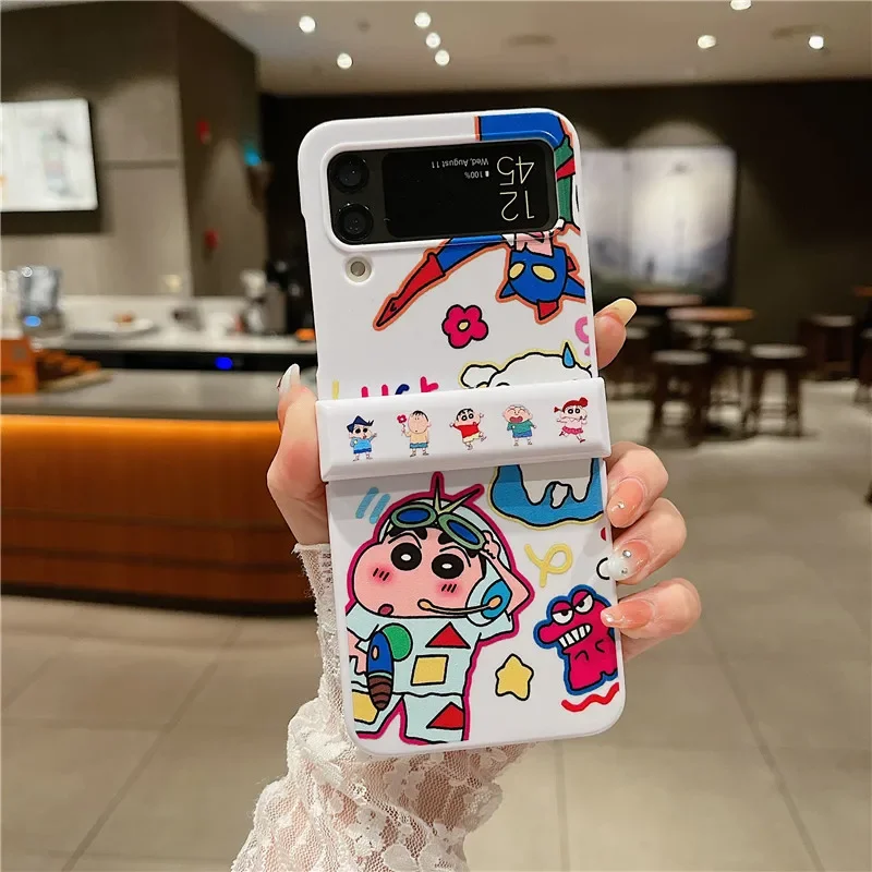 Luksusowe etui na telefon Anime Cartoon Noharas Shinnosukes do Samsung Galaxy Z Flip 3 4 5 5G Anti-drop Back Cover Funda