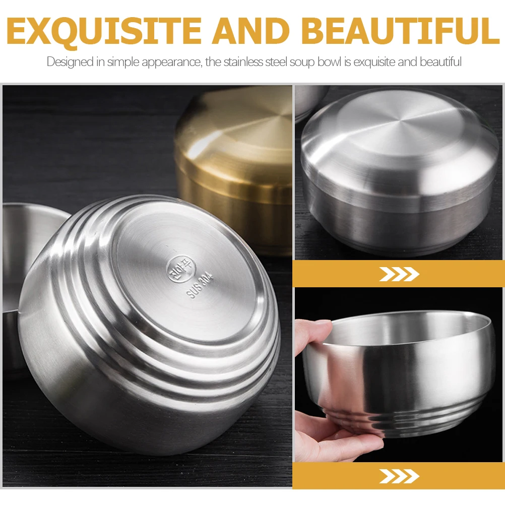 

Stainless Steel Soup Bowl Multi Purpose Kitchen Supplies Serving Dishes Containers Household Bowls Heat Resistant Sturdy Family