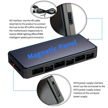 TEUCER LP-6P ARGB ovladač 3pinový a 4pinový vícecestný rozbočovač 1 až 6 prodlužovací kabel pro ventilátory skříně, adaptér, rozbočovač ventilátorů pro PC 8 nejlepší prodej 6pinový rozbočovač ventilátorů - №6