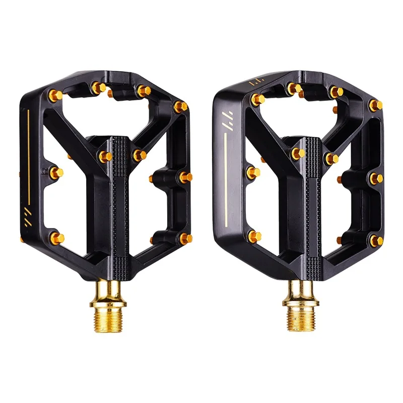 Aluminium Perrin Mountain Bike Pedals Bicycle Gold Pedals Lightweight Wide Surface Non-slip Road Bike Racing Pedals