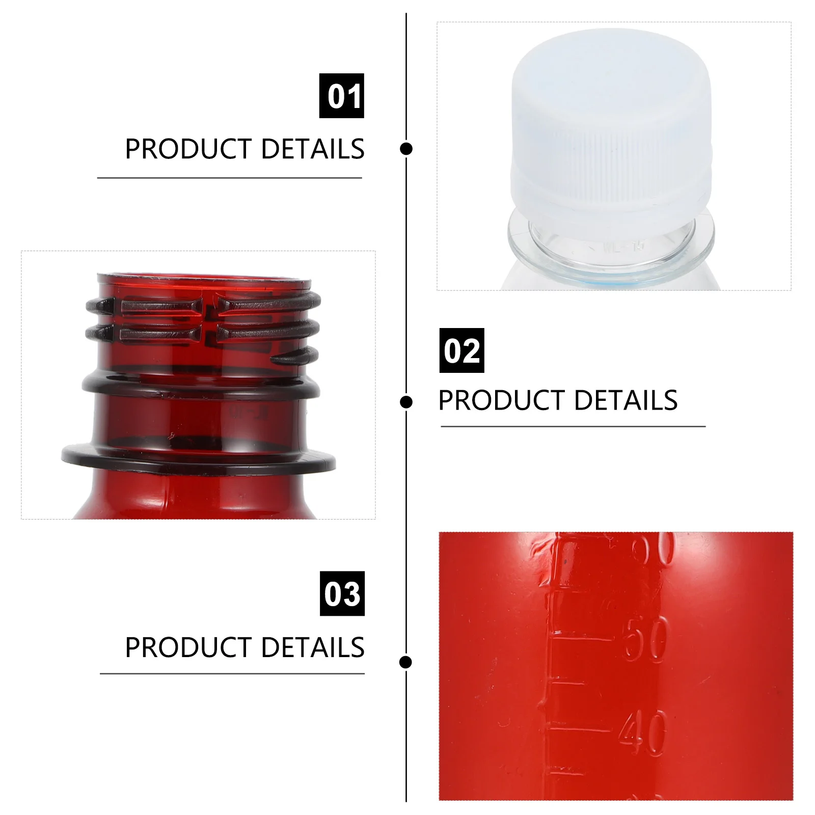 

20Pcs Media Graduated Bottle Clear Markings for Precise Measurement Safe Pet Material Leak Proof for Hospital Kitchen