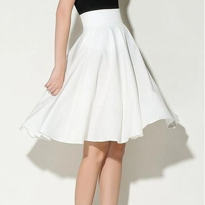 

2023 Women'S High Waist Petticoat Pleated Knee-Length Retro Casual Petticoat Summer Solid Color All-Match Skirt Hot Sale