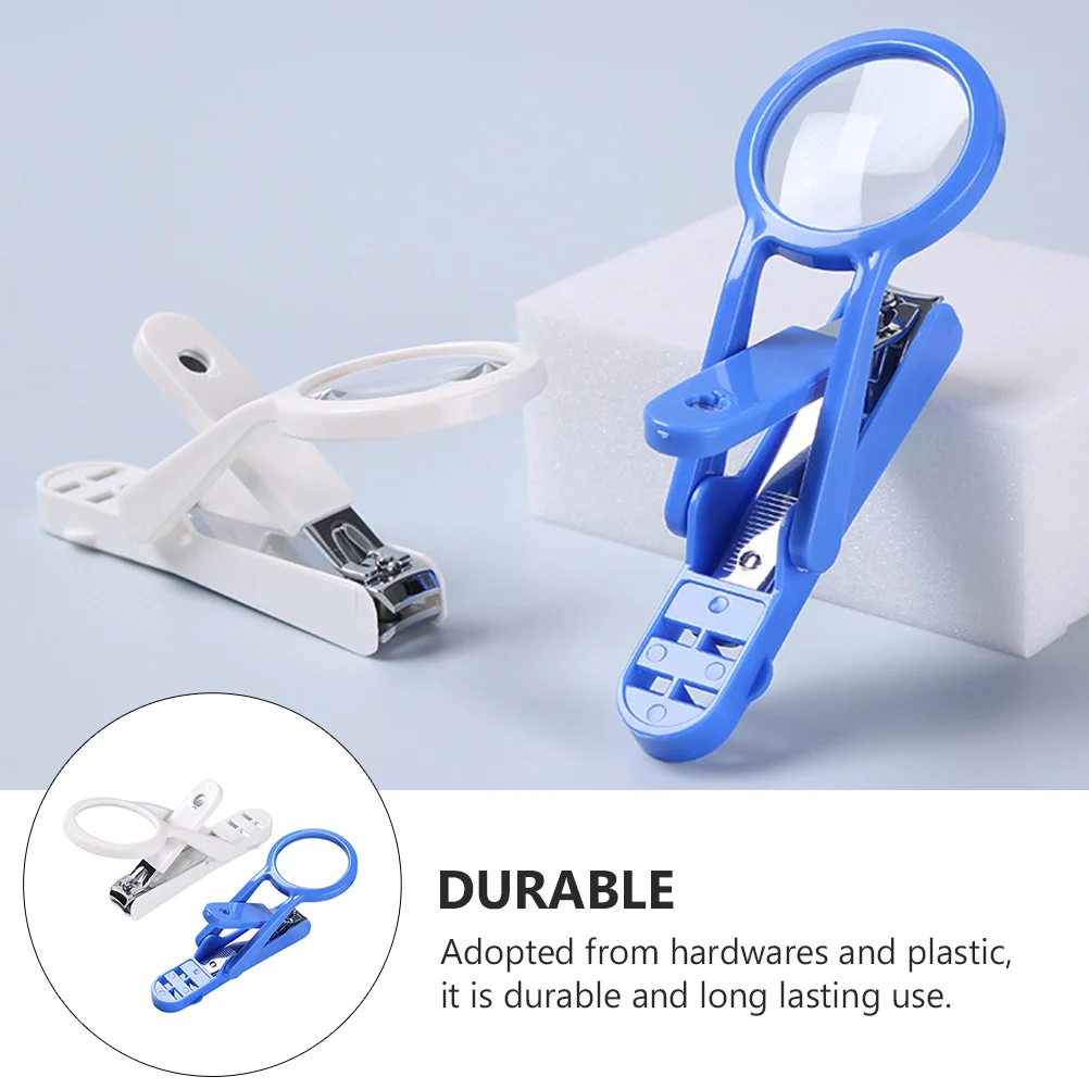 2 Pcs Hamster Magnifying Glass Nail Scissors Pet Cutters Hedgehog Paw Portable Clippers Blue Elder