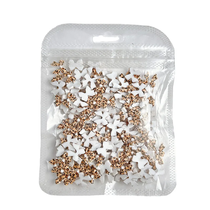 20/30 قطعة ليوبارد طباعة Bowknot مسمار الفن الديكور ثلاثية الأبعاد الراتنج ليوبارد الشريط مسمار السحر ليوبارد تصاميم الاكريليك مسمار الفن لوازم