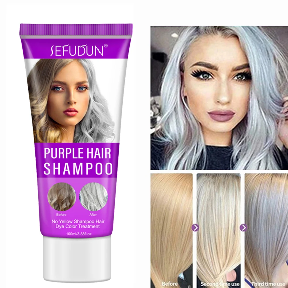 Blonde Purple Hair Bleaching Shampoo For Silver Ash Gray Removes Yellow Brassy Tones Blonde Bleached Hair Shampoo Hair Dye 100ml