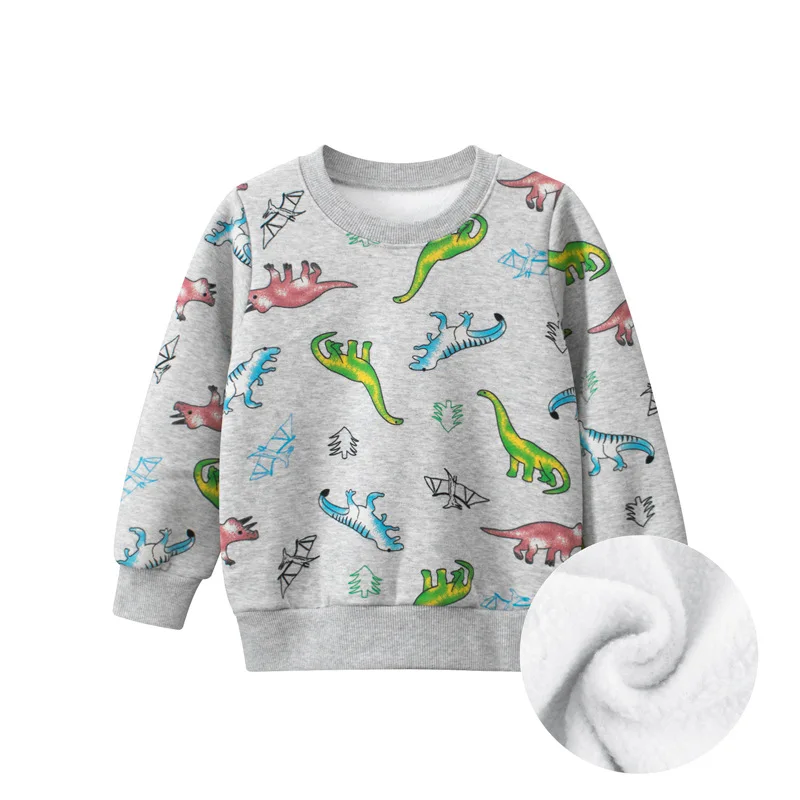 

Dinosaur Toddler Boys' Cotton Long Sleeve T-Shirts Autumn Winter Children's Fleece Thermal Sweatshirt Kids Clothes