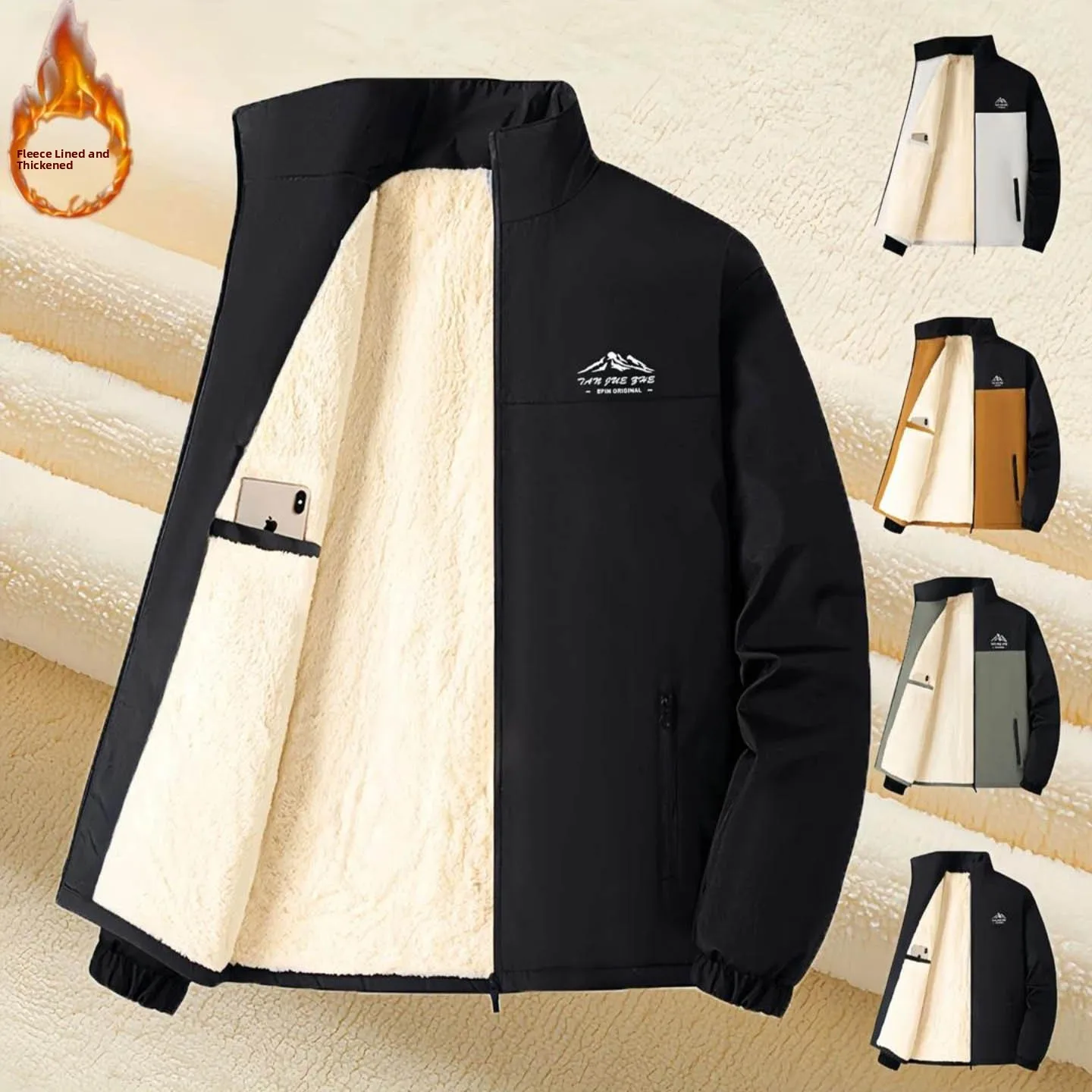 

Thiened Fce Baseball Sle Jaet, мужская теплая осенне-зимняя одежда с воротником-стойкой и застежкой-молнией, повседневная одежда, мужской магазин Snow Str