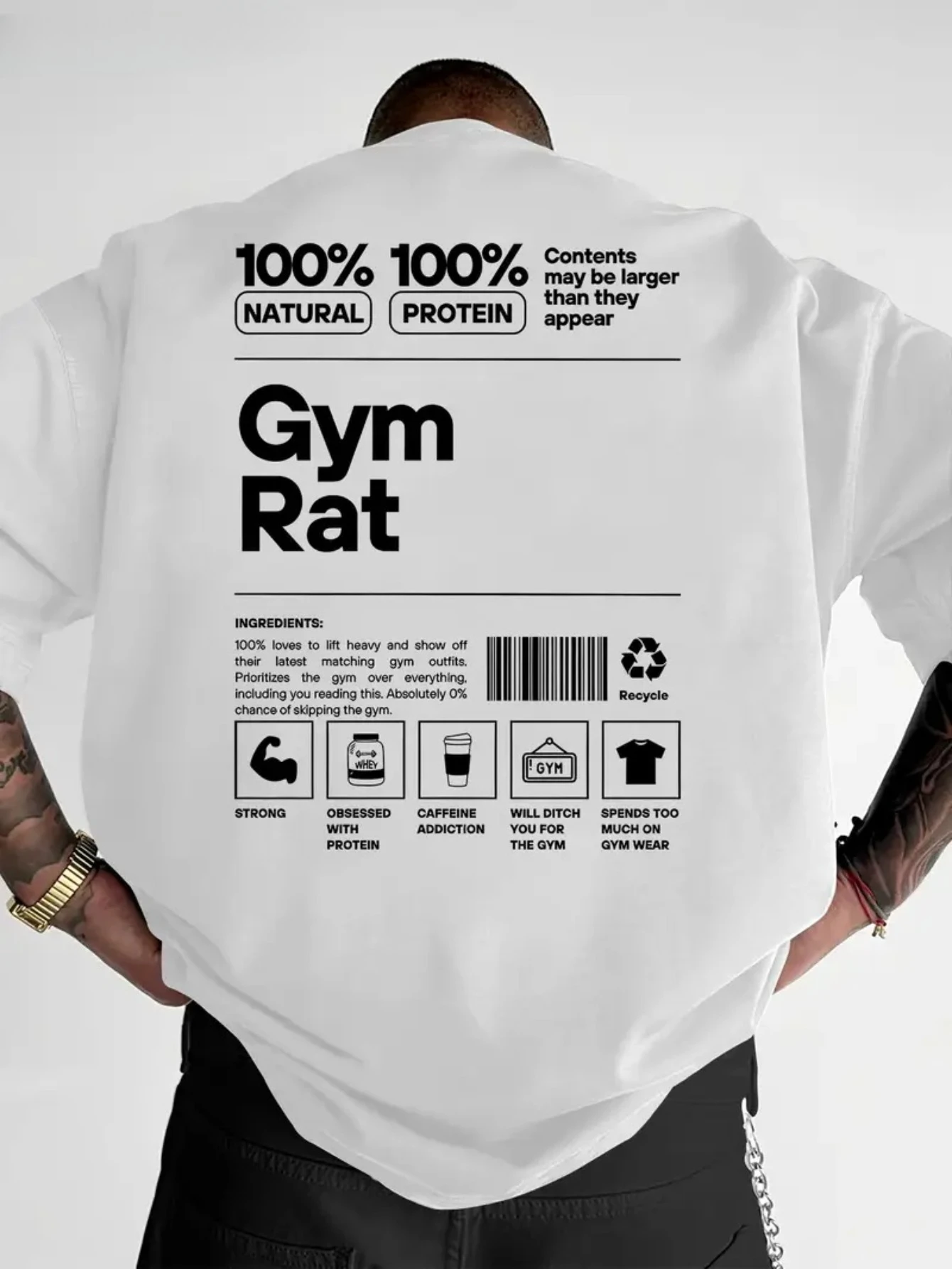 Gym Rat Print Graphic Meme Tee Men's Women T Shirt Streetwear Casual Trendy Oversized Loose Short Sleeve Breathable Comfortable