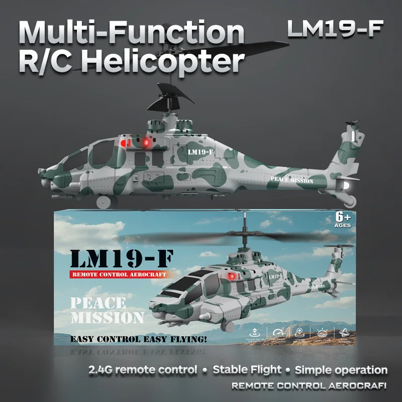 Lm19-F Apache 2.4g Remote Control Helicopter 3.5ch Altitude Hold 3 Speed Modes With Shooting Function Kids Birthday Toy Gift