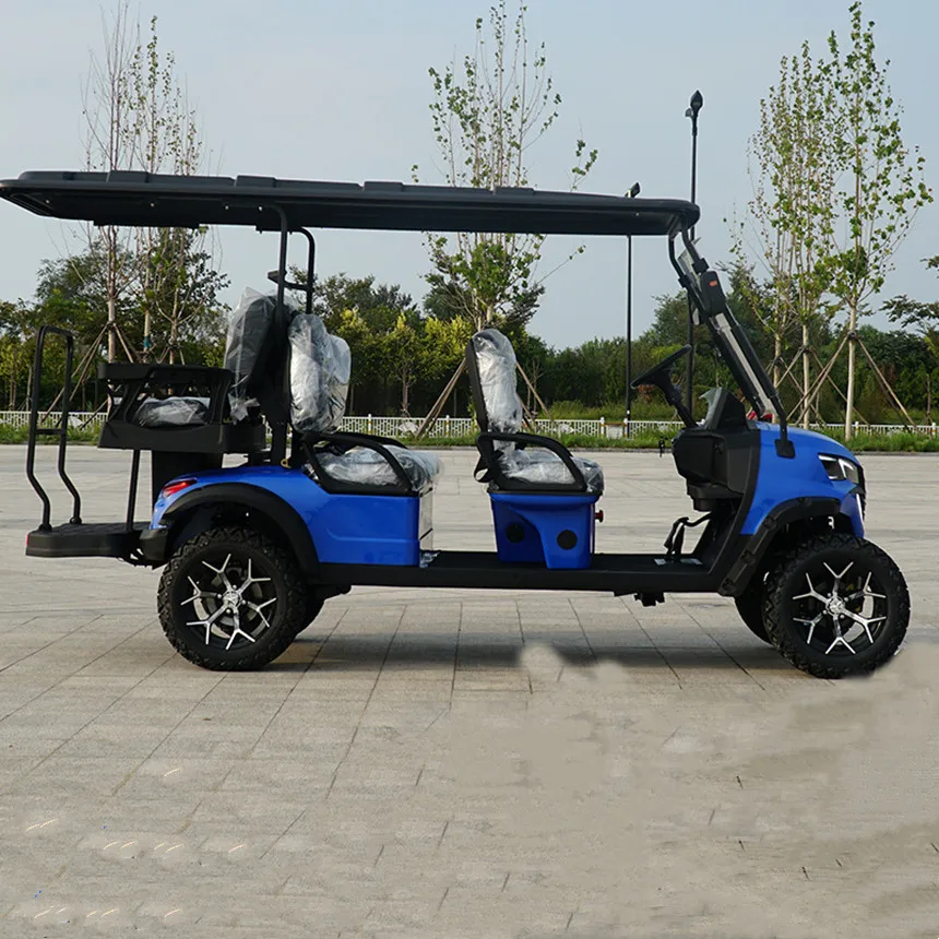 Fabriek Directe Verkoop Groothandel 5000 W Motor 6 Seat Elektrische Golfkar Regenhoes Off-Road Banden Nieuwe Energie elektrische Golfkar