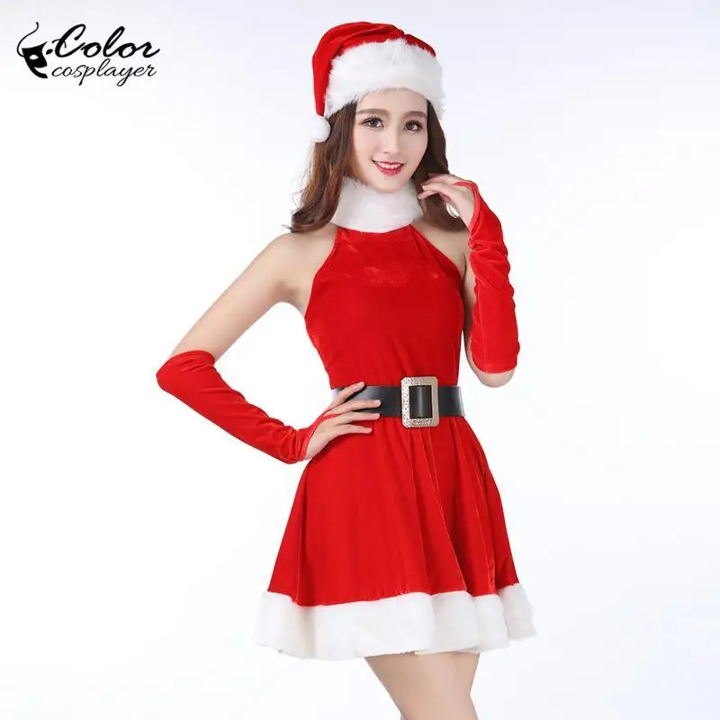 Color Cosplayer Christmas Girl Coplay Dress Suit Xmas Party Costume Kawaii New Year Set Carnival Stage Performance Adult Clothes