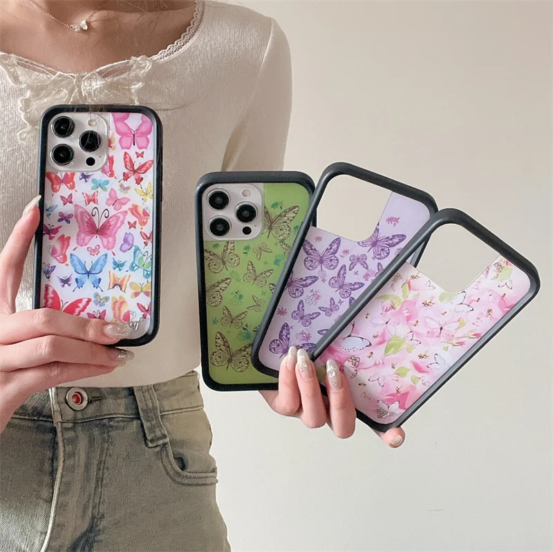 Wildflower 3D Ins butterfly Phone Case for iPhone 16 15 14 13 12 Pro Max Plus 16pro 15pro WF Cute Cartoon Cover Funda