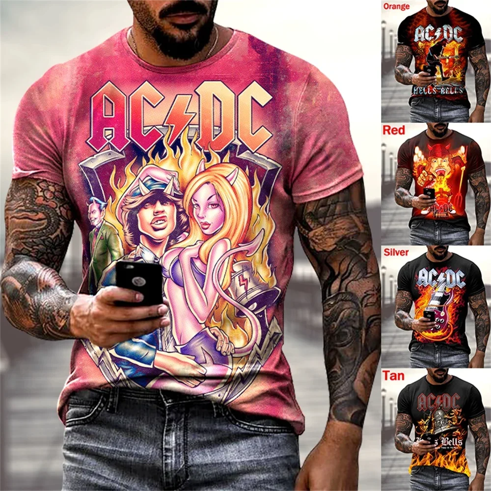 

New Personality Fashion Graphic T-shirt Rock ACDC Music Men/Women Print T-Shirts Hip Hop 3D Short Sleeve Casual Shirt Tees Tops