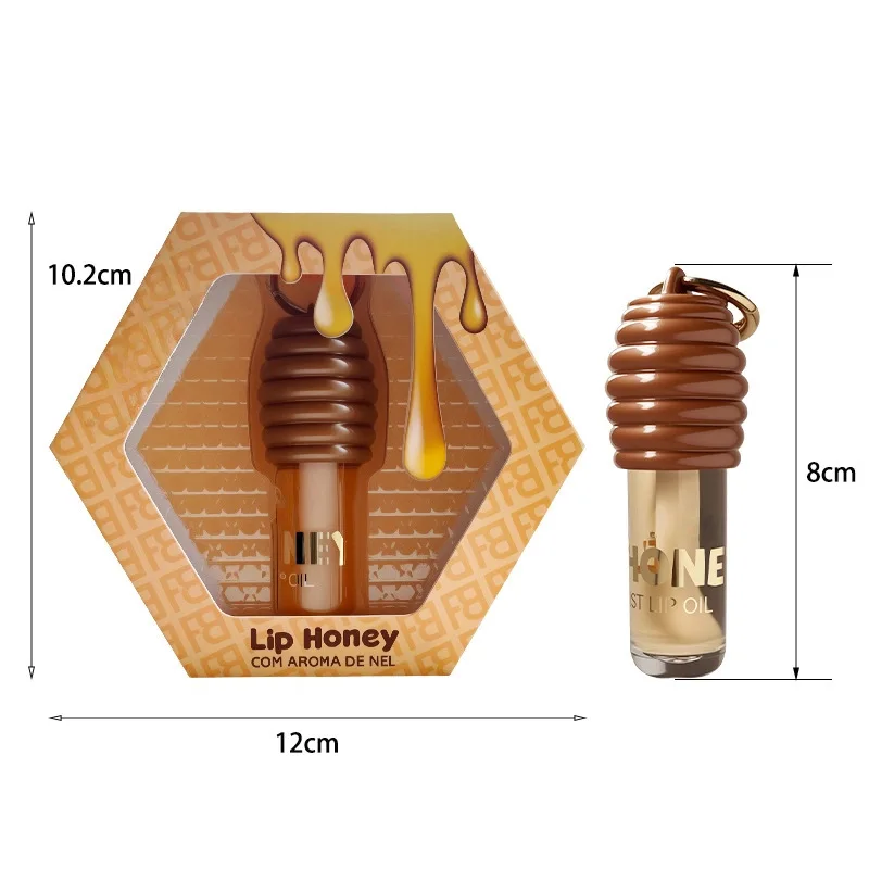 Draagbare Honing Lip Glazuur Hydraterende Lipolie Lippenstift Sleutelhanger Lippenbalsem Honingraat Ontwerp Schoonheid Gezondheid Cosmetische Lipverzorging