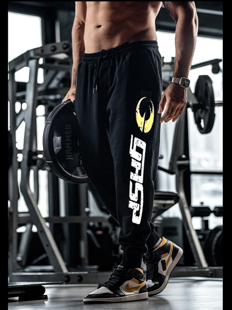 GASP European and American Fitness Pants Men\'s Trousers Loose Large Size Muscle Leisure Sports Training Gym