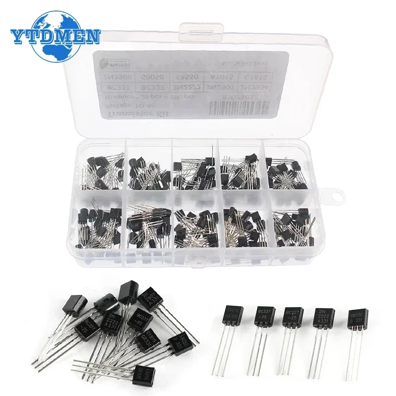 50-200PCS TO-92 Transistor Kit BC327 BC337 BC548 BC549 2N2222 2N2907 2N3906 2N5401 2N5551 A1015 C1815 S8050 S8550 TL431A PNP NPN