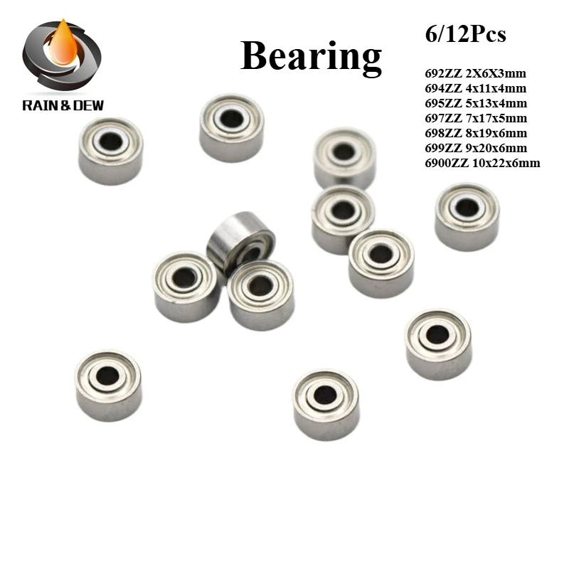 

6/12pcs Bearing 692zz 694zz 695zz 697zz 698zz 699zz 6900ZZ 3x8x4 Miniature Electrical Motor Ball Bearings for Emax DJI Drone