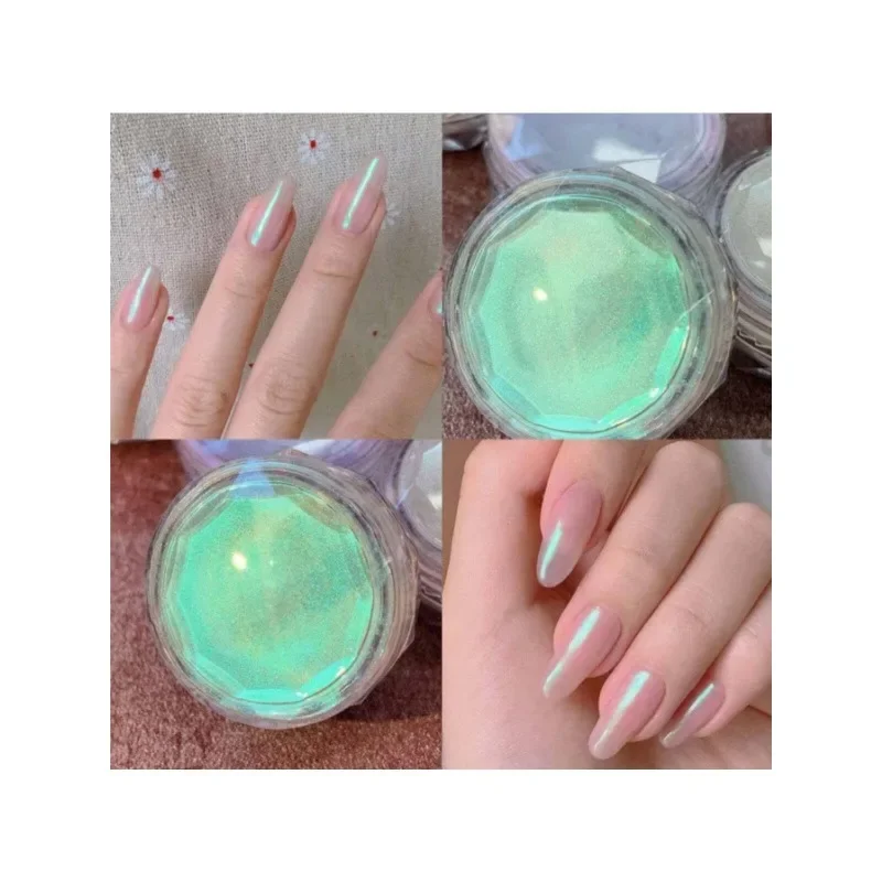 1 Box Weihnachten Nail Art Perlenpulver holographische Regenbogen Metall Spiegeleffekt Dekoration Pulver Nail Art Geschenk für Mädchen