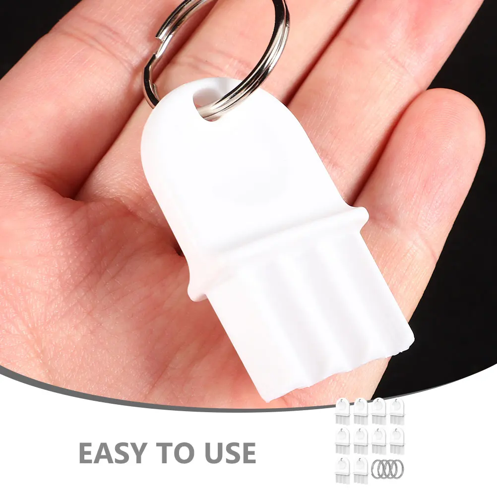

10 White Plastic Toilet Paper Dispenser Keys 4 Rings Universal Replacement for Commercial Dispensers Sturdy Resilient Practical