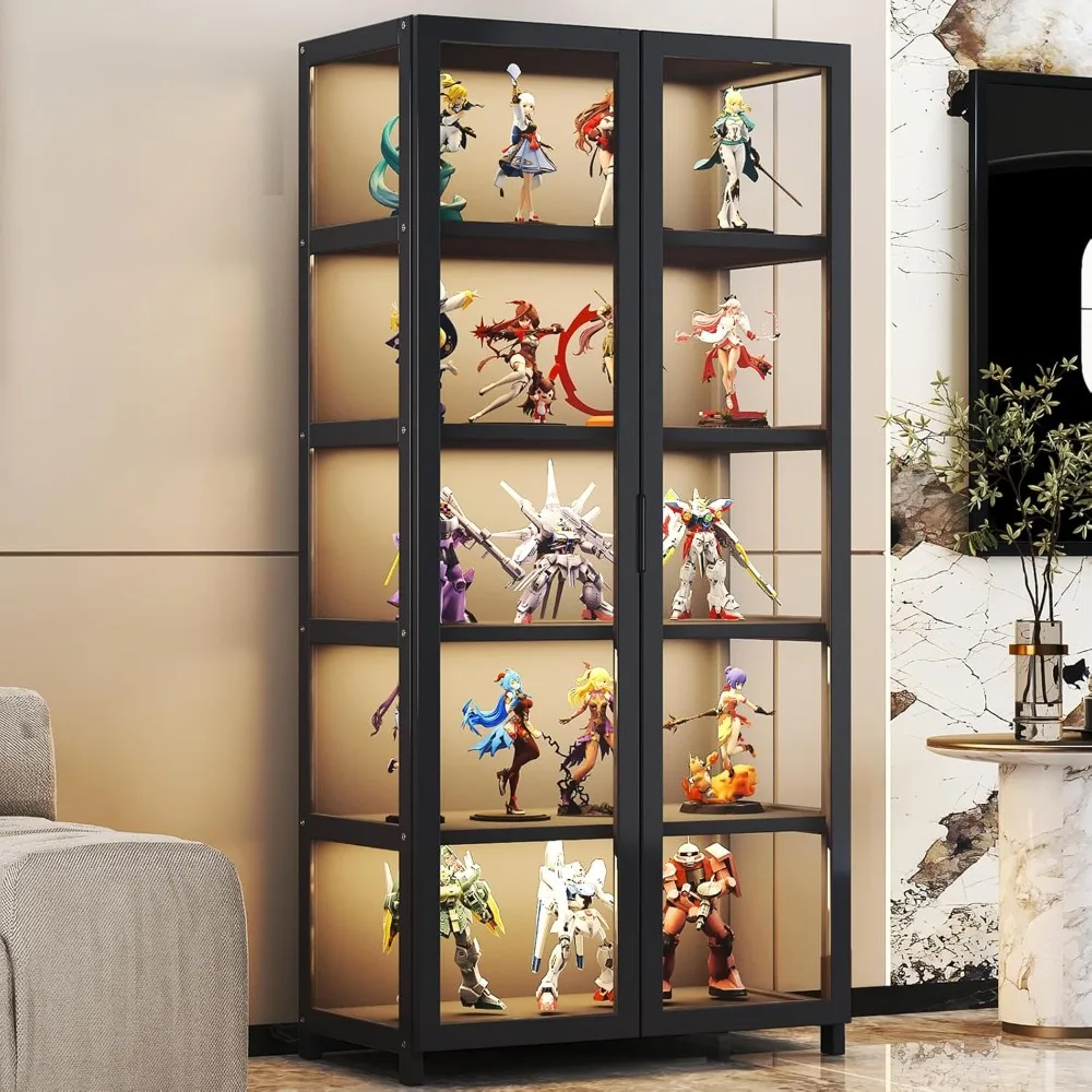 خزانة عرض زجاجية أكريليك مكونة من 5 طبقات، عرض بطول 68 بوصة للمقتنيات ورف منظم الألعاب #5