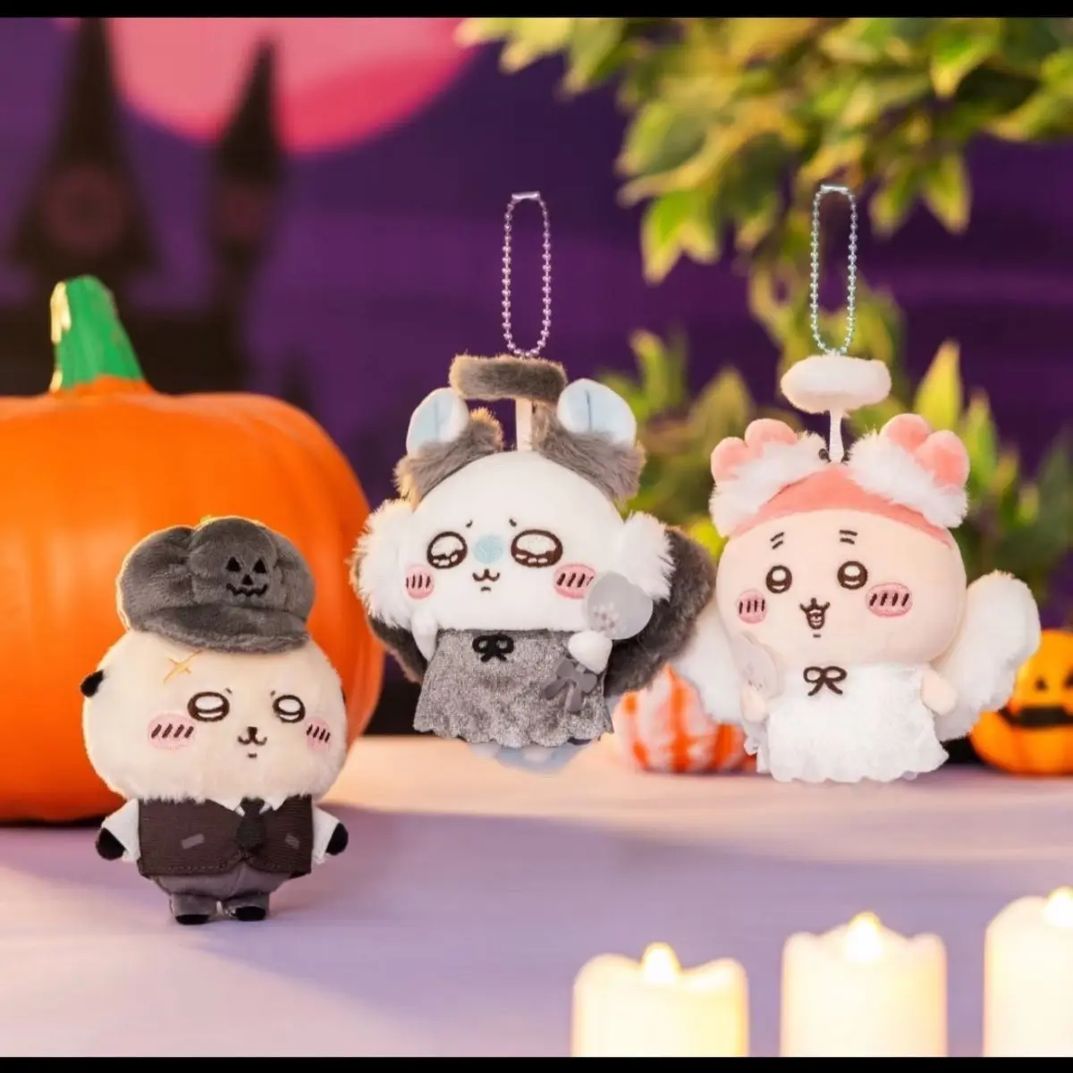 Momonga Rakko Kani Devil Angel Series with Wings Halloween Pumpkin Hat Dress Up Plush Stuffed Toy Handbag Pendant Holiday Gift
