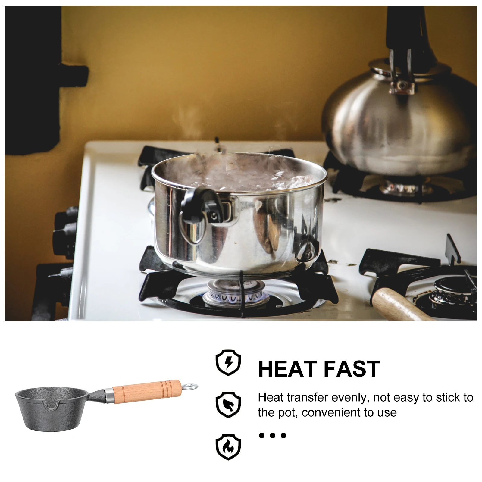 

Mini Cast Iron Skillet Small Oil Pan Lightweight Compact Egg Frying Pot Wooden Handle Kitchen Tool Hiking Picnic Camping