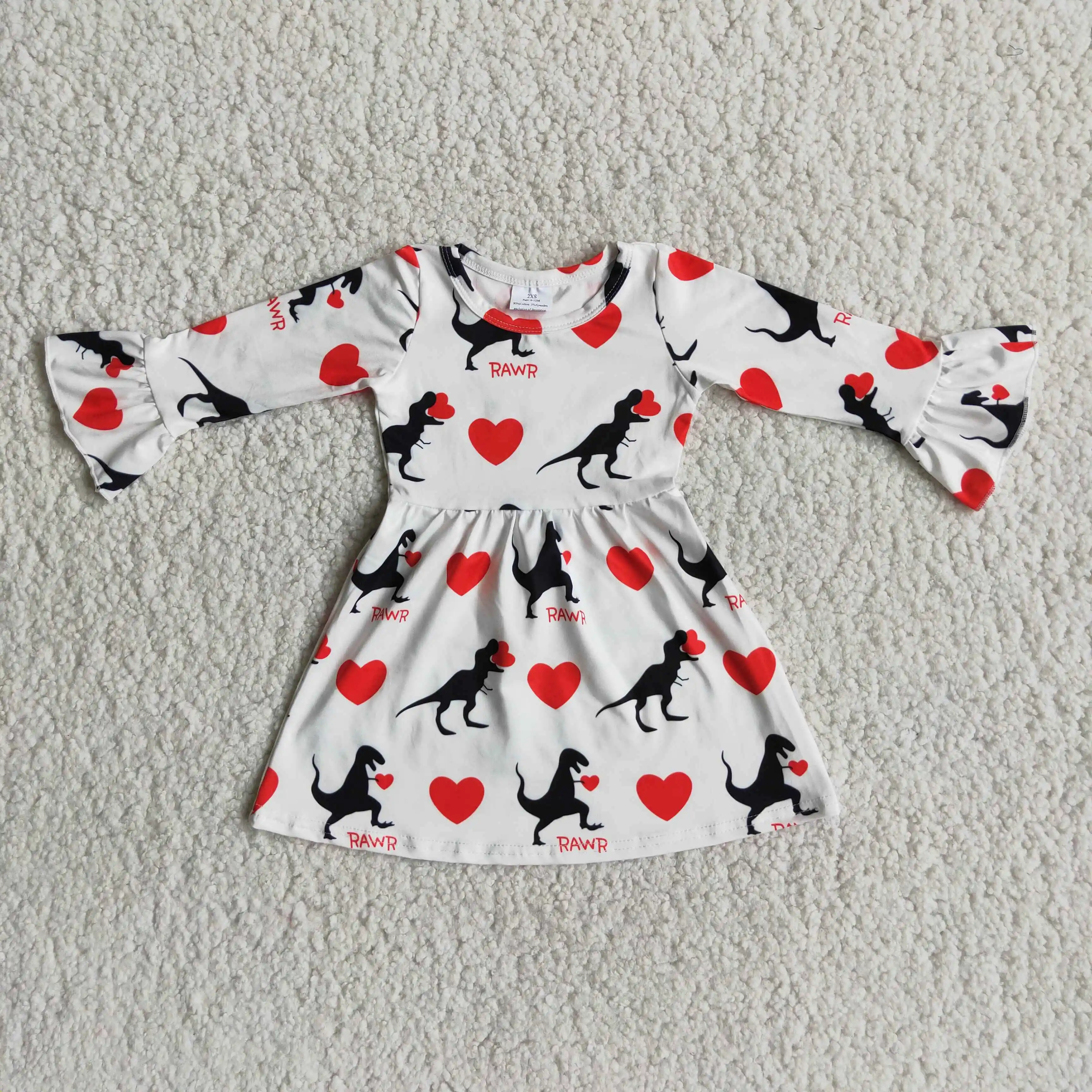 z1213-07 6 A23-1 girl dresses baby girl clothes Valentine love long sleeve Dress Wholesale Boutique kids clothes girl