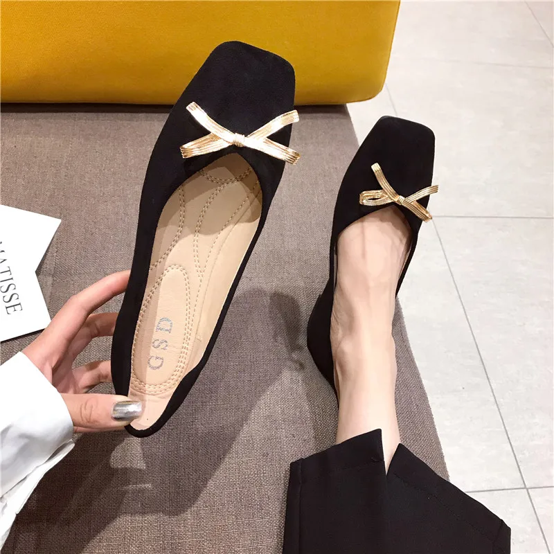 Women Flats with Bow Spring Wine Red Flat Shoes for Women Large Size 43 44 45 46 Black Ballet Flats for Women Zapatillas Mujer