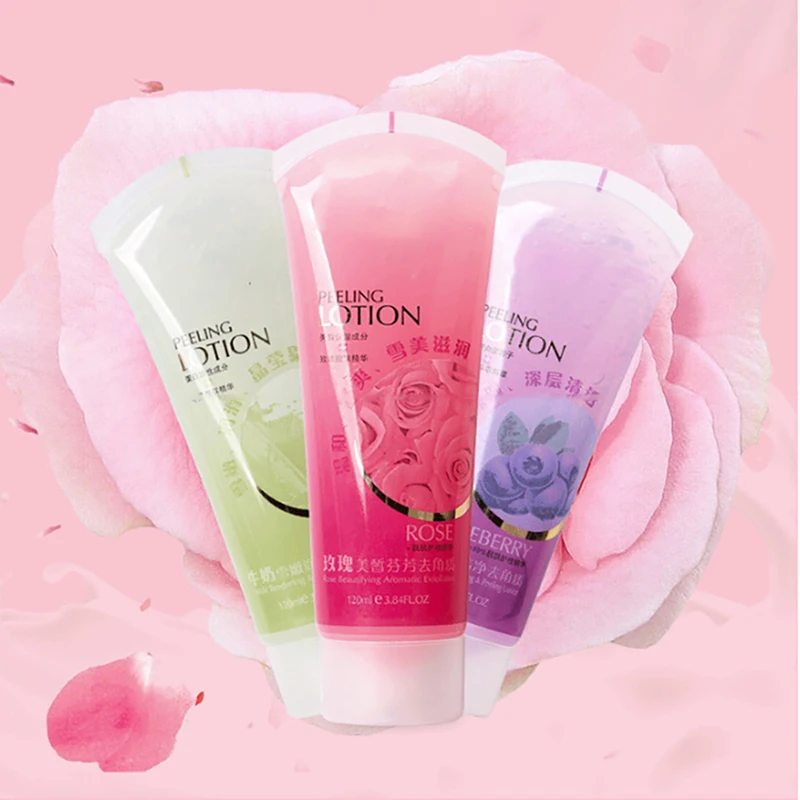 Gel exfoliante Facial para mujer, exfoliante para eliminar la piel muerta, limpieza profunda Facial, loción hidratante de rosa, suministros para el cuidado de la piel, 120ML, 1 unidad