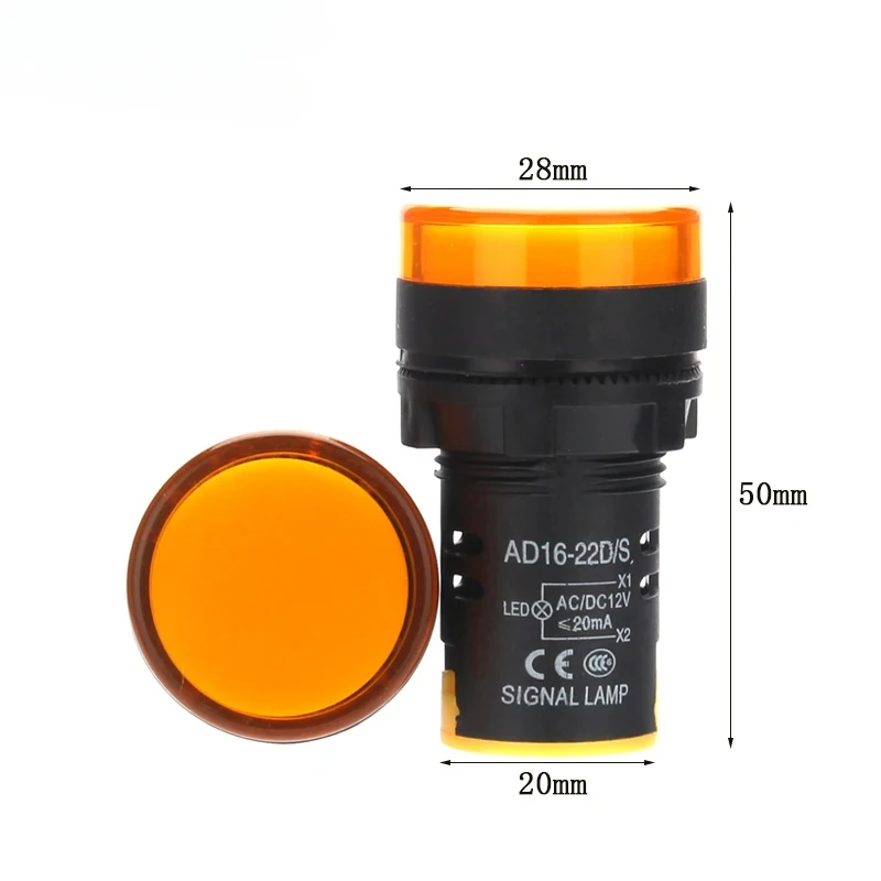 1pcs 22mm Indicator Light 12V 24V 220V 380V LED Power Indicator Pilot Signal Light AD16-22DS Panel Mount Lamp Multicolor 20mA