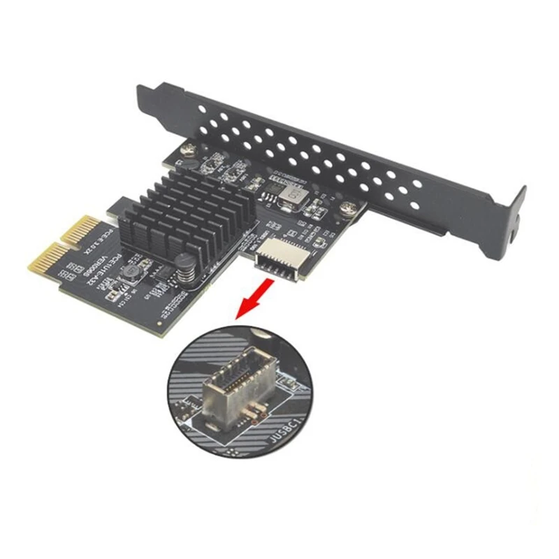 PCI-E 2X To USB3.1 A-Key Gen2ประเภทด้านหน้า-E การ์ด,10Gbps Type-E ภายใน20-Pin ด้านหน้าแผง Riser Card