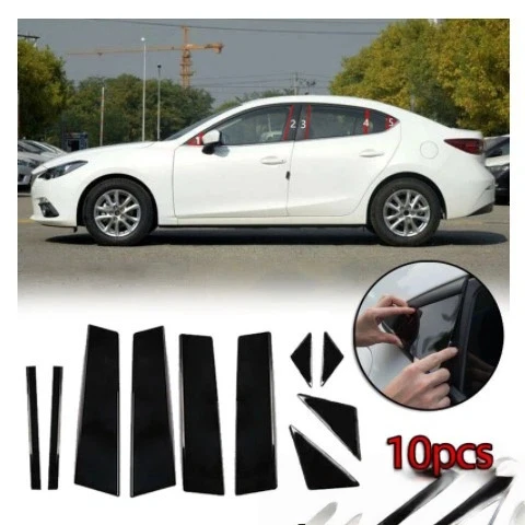 

For Mazda 3 Axela 2014-2023 10pcs Window Trim Covers Center Film Column B C Pillar Posts Sticker Car Accessories