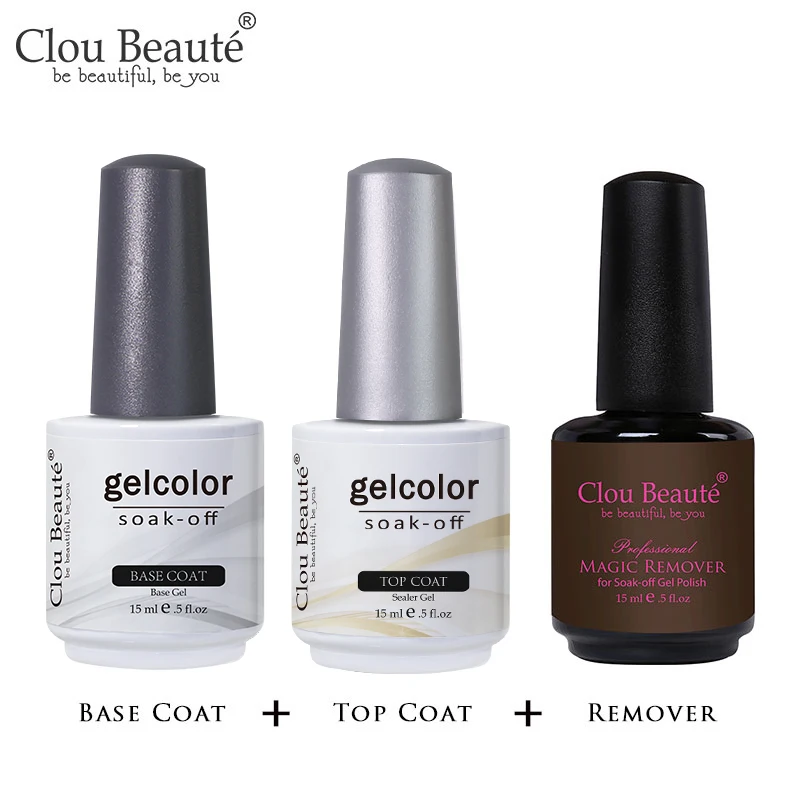 Clou Beaute 15ml Top Coat Base Coat Nail Polish Gel Varnishes Manicure Nail Art Soak Off Lacquer Long Lasting Gel Primer