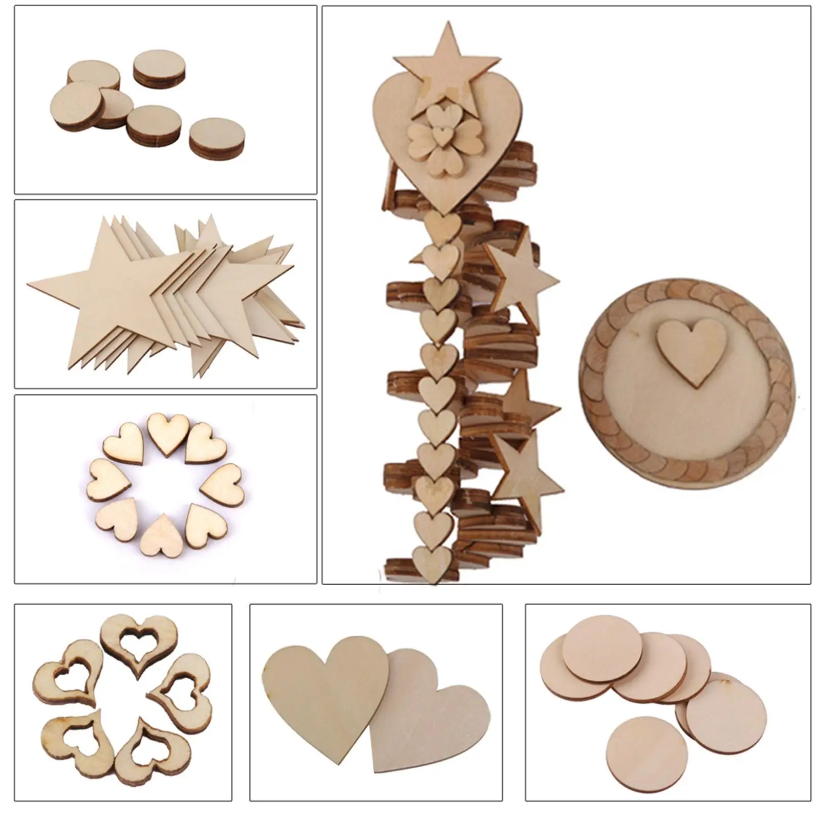 Wooden Non Round Shaped Pieces for Scrapbooking 50 Pieces 30 Mm