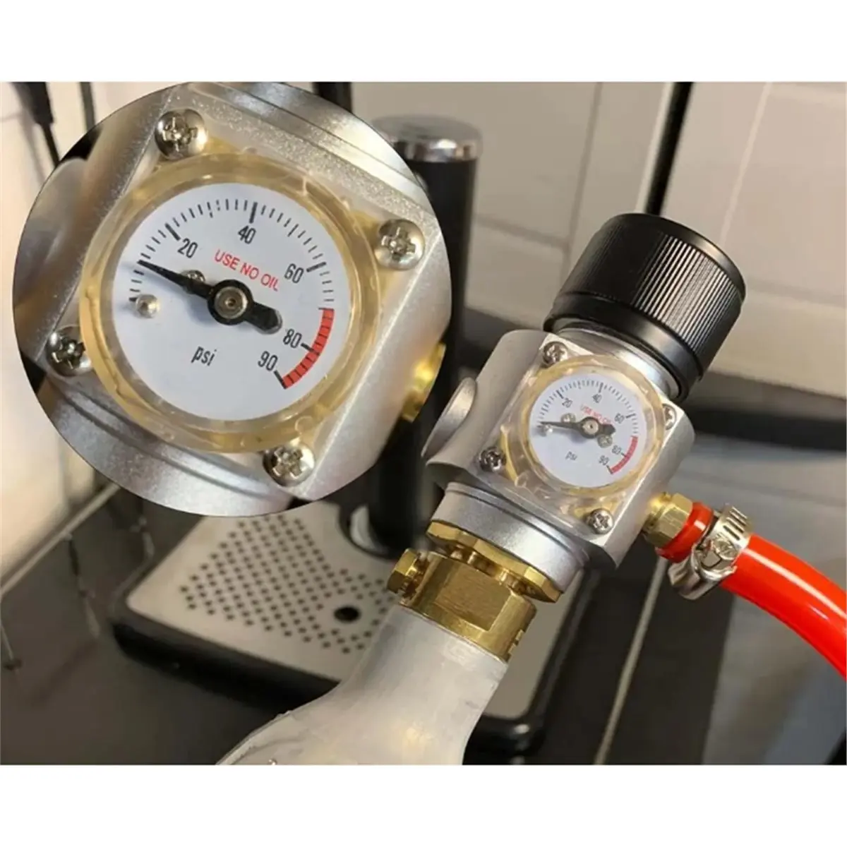 Regulador de Gas CO2 Mini para Soda Tr21.4, Incluye Conjunto de Línea de Gas y Desconectador de Gas con Bloqueo de Bola para Dispensador de Tanque de Soda/Corny Keg