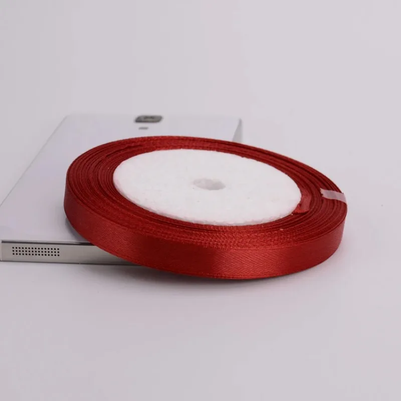 (25 jardas/rolo) 6/10/15/20/25/40/50mm vinho cor vermelha fita de seda cetim artesanal diy material embrulho de presente acessórios de roupas