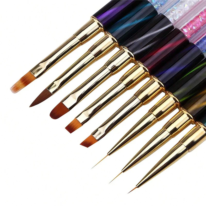 1PC Acrylic Carving Brush Nail Art Rhinestone Handle UV Gel Extension Liner Grids DIY Design Drawing Liner Pen Manicure Tool
