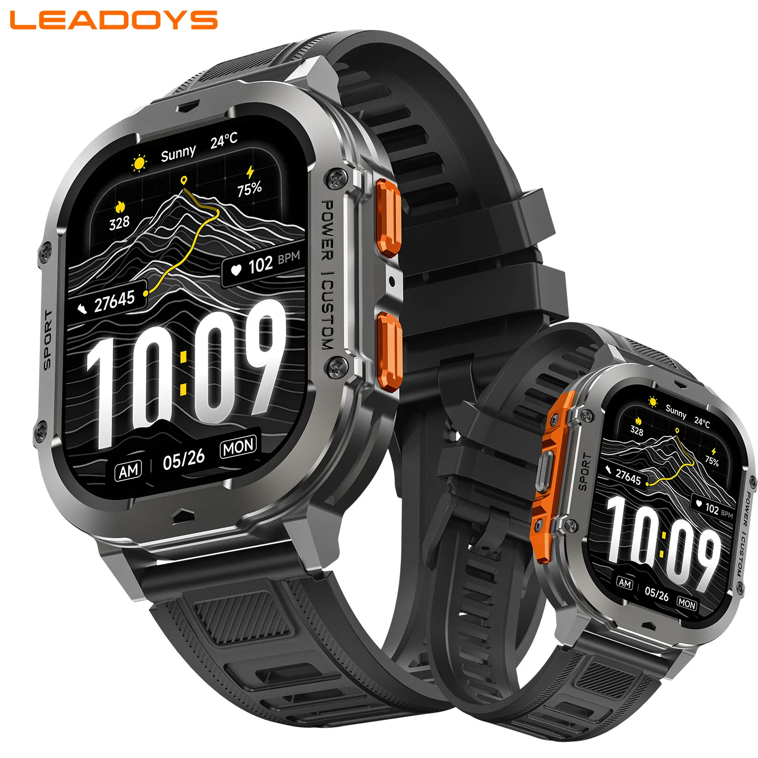 New! LEADOYS X7 Rugged Smart Watch for Men 1000m Battery Extra Long Standby BT Calling, Waterproof, AMOLED HD Touch Screen