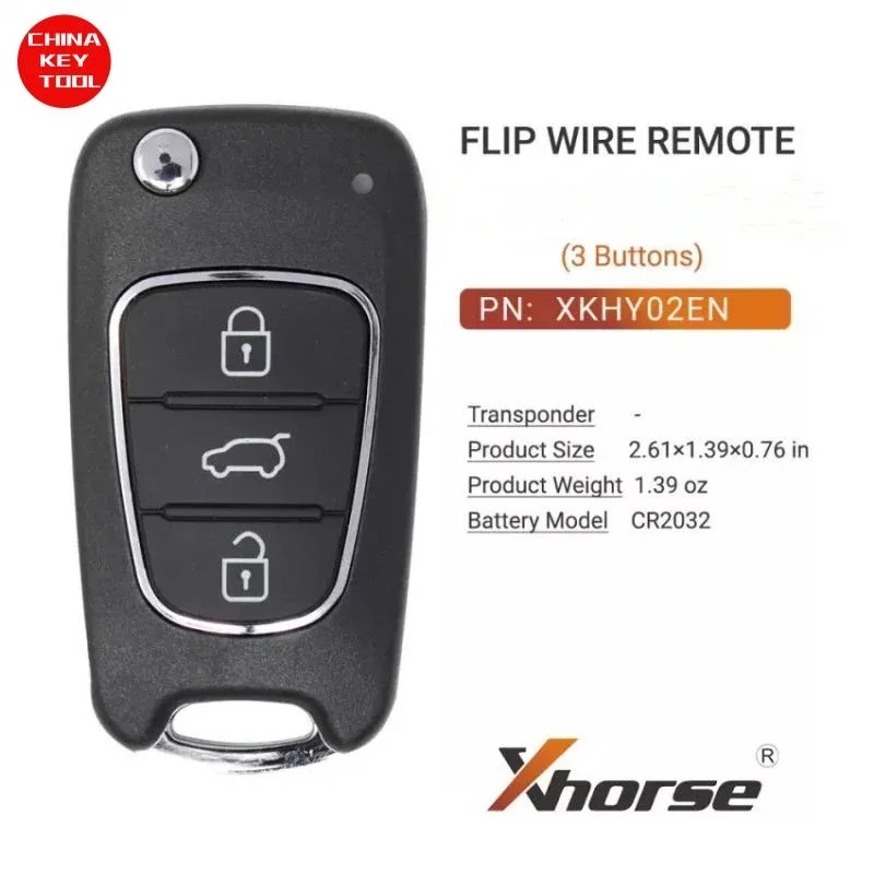 1PCS Xhorse Wire Flip Remote 3 Buttons XKHY02EN