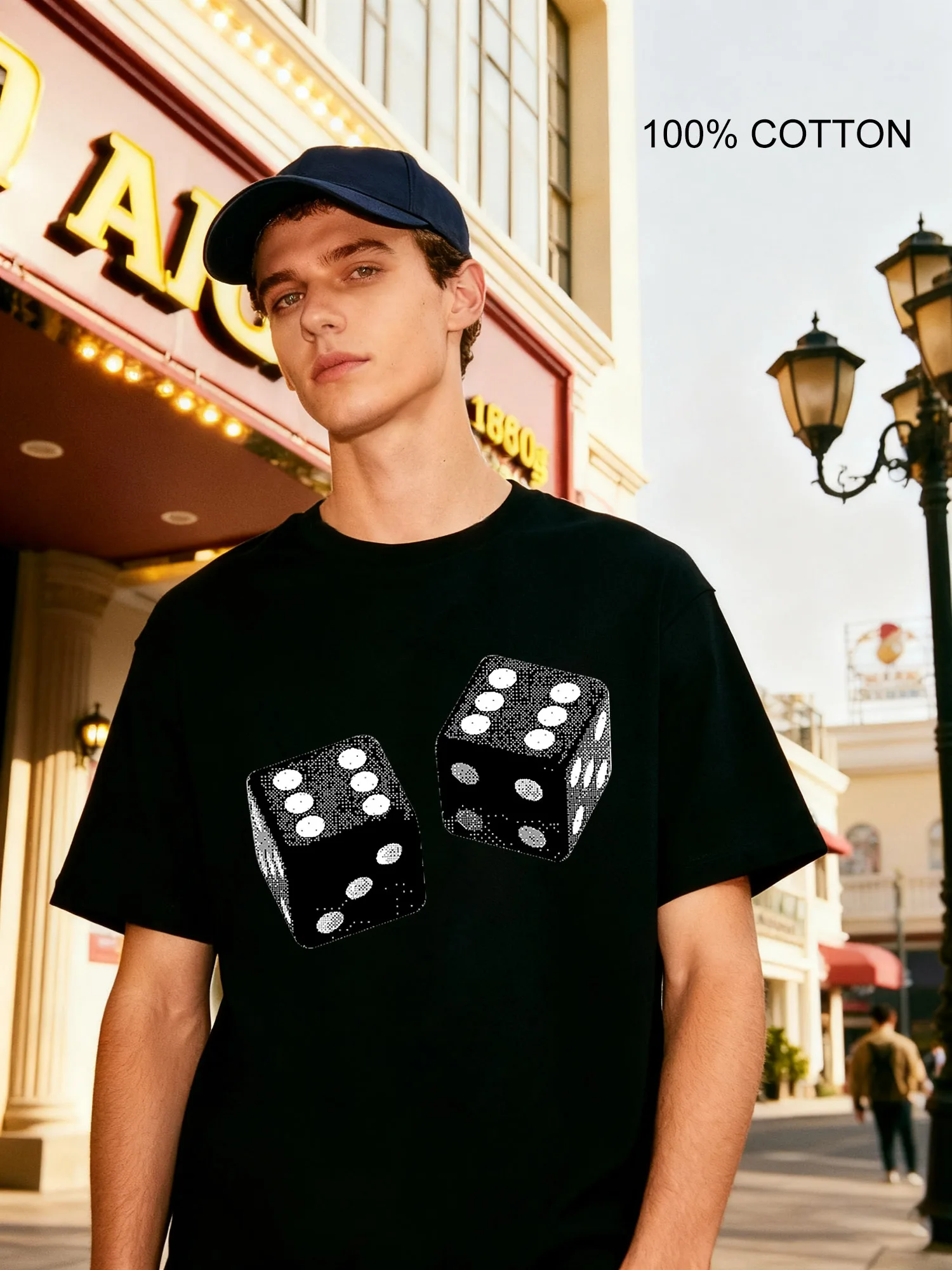 

Halftone Dice Men's T-Shirts Casual Design Crew Neck T-Shirt 180g Street 100% Cotton