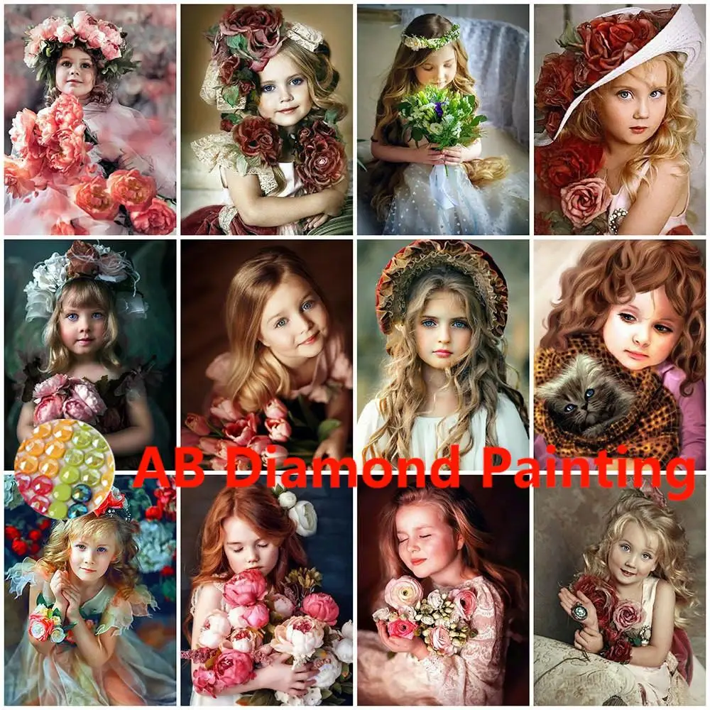 AB Diamond Mosaic Girl Cross Stitch Diamond Painting Portrait Bead Embroidery 5D New Arrivals Rhinestone Picture Wall Art