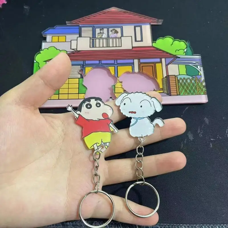 Kawaii Crayon Shin Chan Acrylic Couple Keychain Anime Cartoon Doll Creative Refrigerator Magnet Bag Pendant Decoration Gift